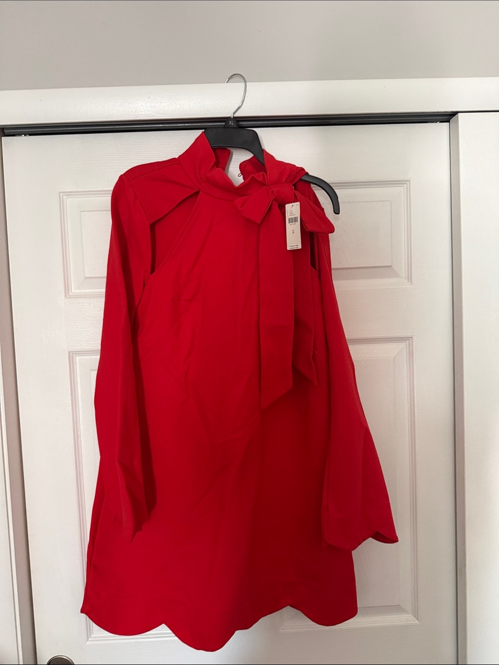 Maeve Anthropologie Red Tie-Neck A-Line Dress